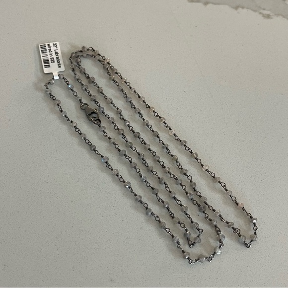 One of a kind faceted Labradorite stone beaded 32” necklace. - Picture 7 of 11